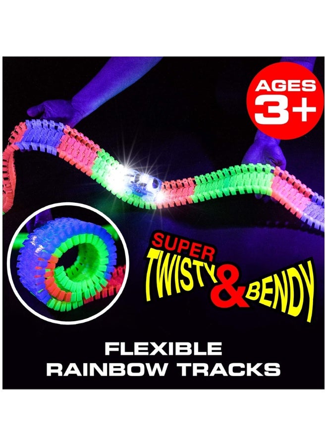 DAT Snap N Glow Trax Light Racer Set – Glow-in-the-Dark Flexible Race Track (360pcs) with 2 LED Cars, Bridges, Spiral Ramp, Lane Connectors, STEM Toy 3+  Key Features (Bullets) - Image 5